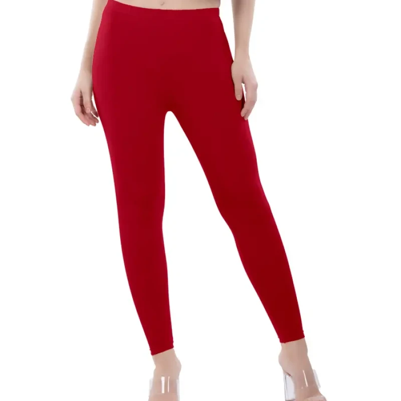 Apple Red Color Ankle Leggings