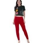 Apple Red Color Ankle Leggings