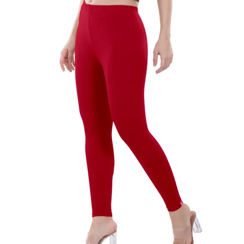 Apple Red Color Ankle Leggings