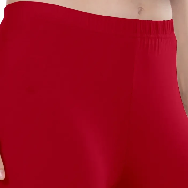 Apple Red Color Ankle Leggings