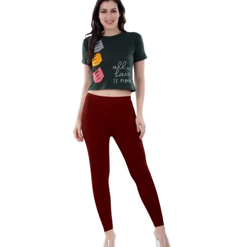 French Wine Color Ankle Leggings