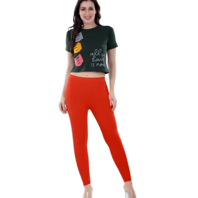 Papaya Color Ankle Leggings