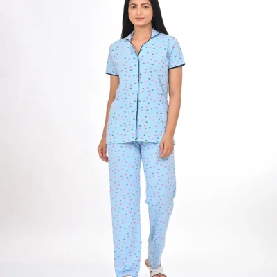 Sky Blue Color Pyjama Set