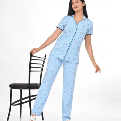 Sky Blue Color Pyjama Set