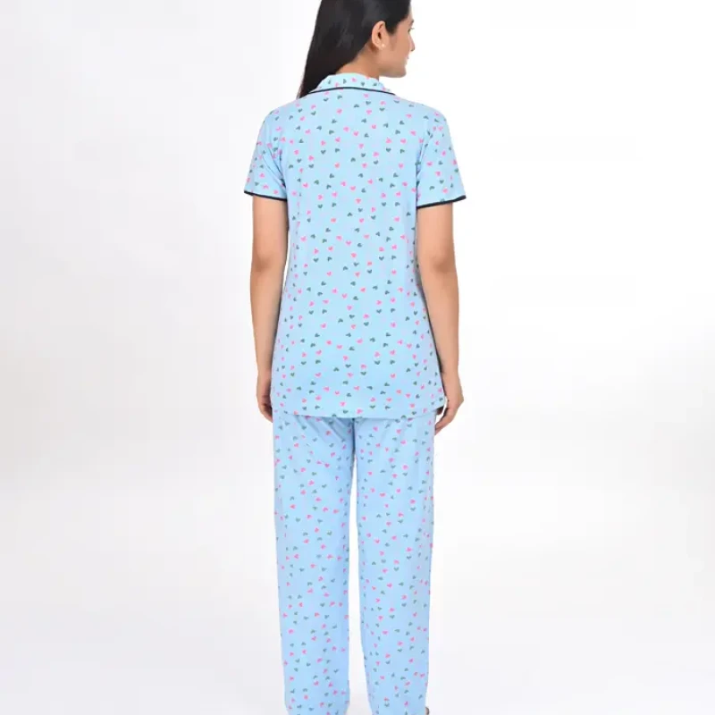 Sky Blue Color Pyjama Set