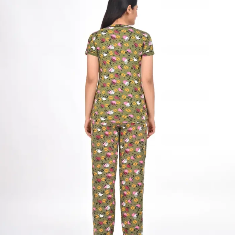 Olive Green Color Pyjama Set