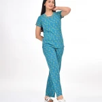 Petrol Green Color Pyjama Set