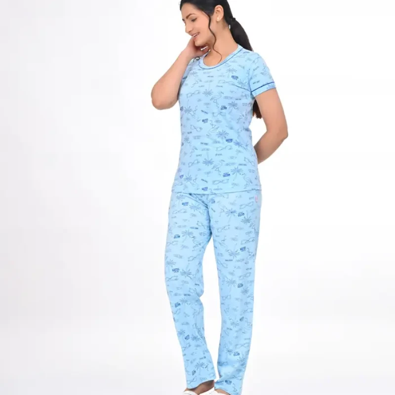 Sky Blue Color Pyjama Set