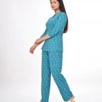 Petrol Green Color Pyjama Set