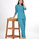 Petrol Green Color Pyjama Set