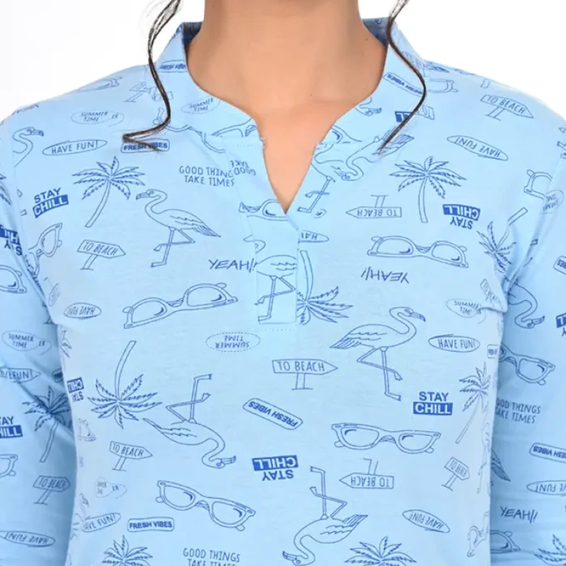 Sky Blue Color Pyjama Set